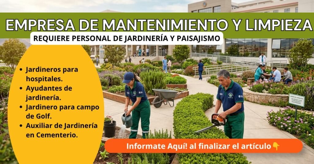 EMPRESA DE MANTENIMIENTO Y LIMPIEZA | REQUIERE PERSONAL DE JARDINERÍA Y PAISAJISMO